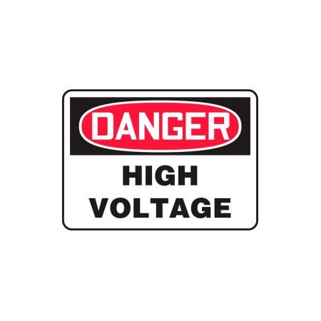 Accuform Accuform Danger Sign, High Voltage, 10inW x 7inH, Plastic MELC113VP